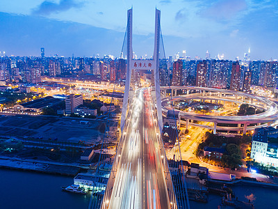 上海南浦大桥灯光繁荣高清图片素材