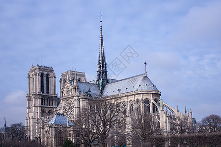 哥特建筑冬天里的巴黎圣母院背景