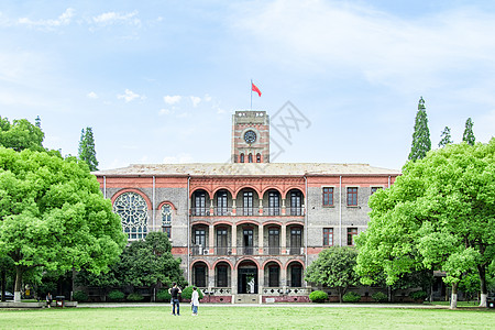 台湾学校校园清新阳光明媚的草地背景