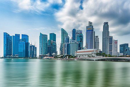 新加坡建筑风景新加坡滨海湾城市高楼风光背景