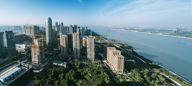 杭州建筑城市江景全景图背景