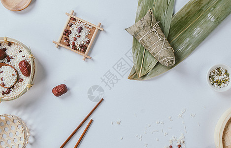 端午节美食端午节粽子食材背景