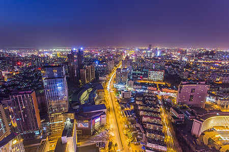 青岛城市素材繁华的城市夜景背景