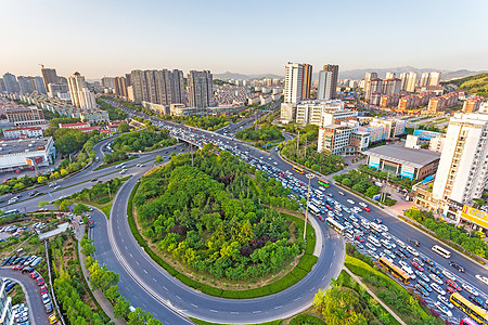 青岛市北傍晚的立交桥背景