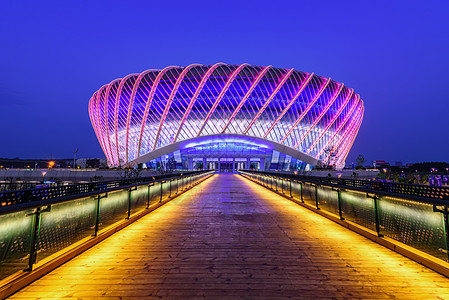 体育馆夜景运动场夜景高清图片