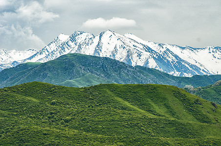 高山草地雪山草地远方背景