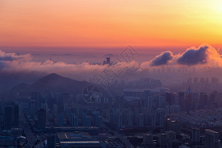 城市夕阳居民区高清图片素材