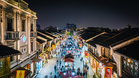 航拍杭州清河坊街背景图片