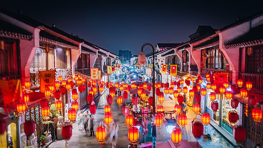 航拍杭州清河坊街背景图片