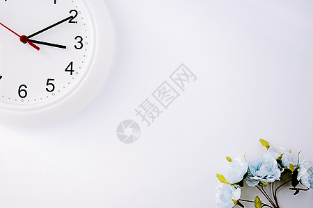 北欧花卉装饰画时钟白色背景背景