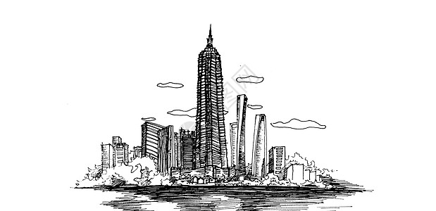城市深圳建筑素描设计图片