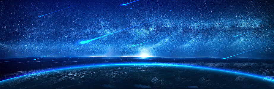 流星蓝色太空背景高清图片