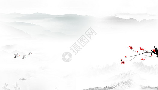 远山背景中国风背景banner海报设计图片