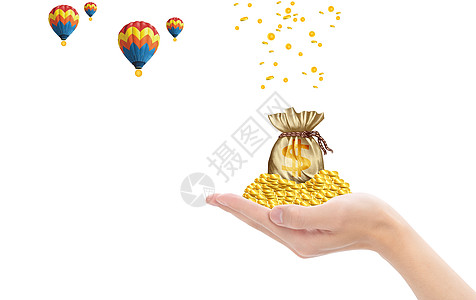 搬运金币的热气球高清图片