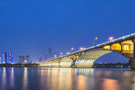 长沙夜景橘子洲桥夜色背景