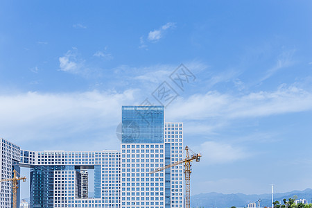 城市蓝天蓝天白云现代城市建筑素材背景
