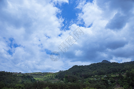 大气水库山脉蓝天白云风景图片