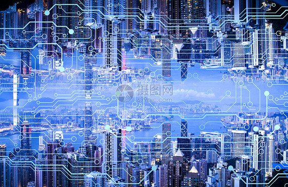 蓝色城市科技背景图片