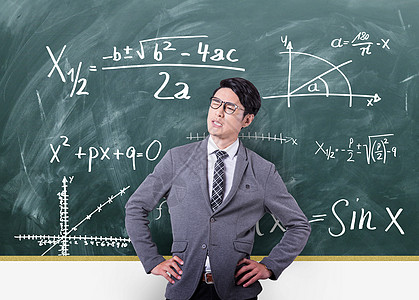 站在黑板面前被数学难住的男士高清图片