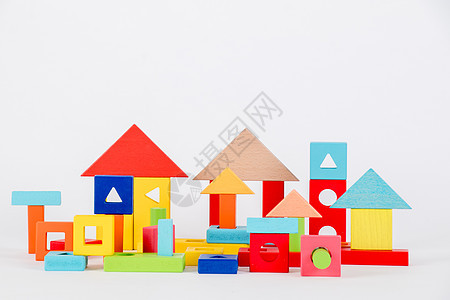 儿童积木彩色房子白底图片
