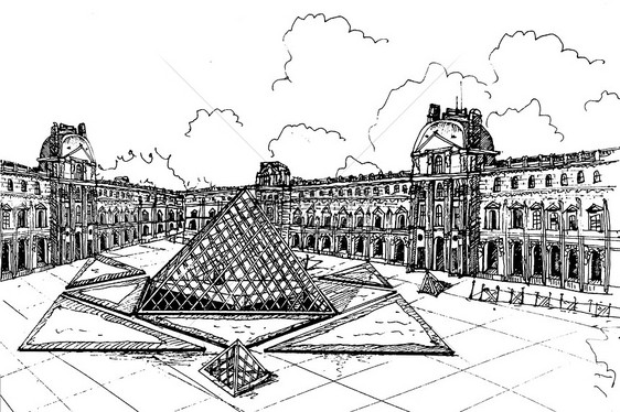 卢浮宫简笔画简单图片