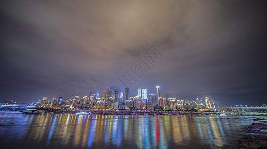 重庆城市璀璨及江边夜景背景