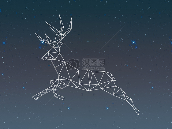 在星空下奔跑的鹿图片