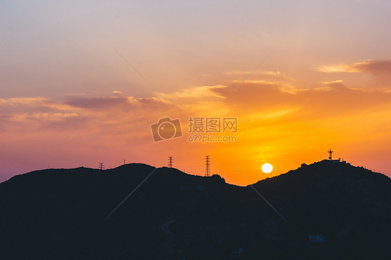 山上日出日落夕阳图片