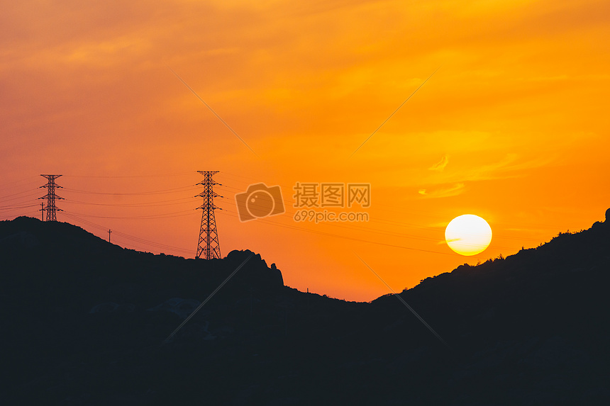 山上日出日落夕阳图片