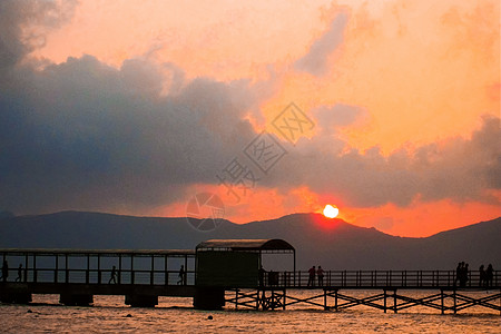 亚龙湾日落夏威夷旅游高清图片