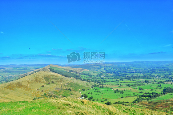 英国英格兰旅游景点峰区山头俯视图片