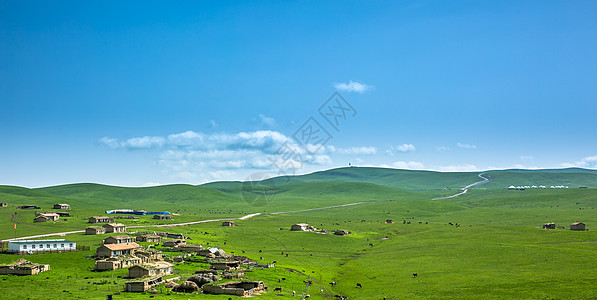 蓝天白云蒙古包新疆风光背景