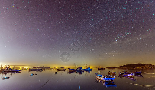 浪漫夜空渔火星空背景