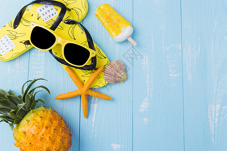 海星菠萝装饰夏日墨镜凤梨海星素材背景
