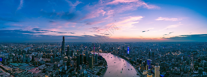 中国上海陆家嘴全景城市夜景风光背景图片