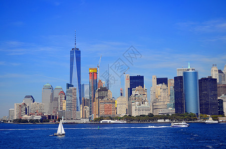 美国城市剪纸风天空下纽约曼哈顿城市风光背景