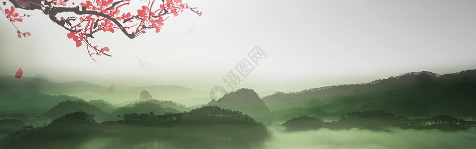 山水banner背景图片