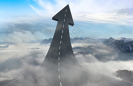 云雾缭绕山向着成功的道路前进设计图片
