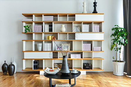 木质书柜洽谈沙发高清图片