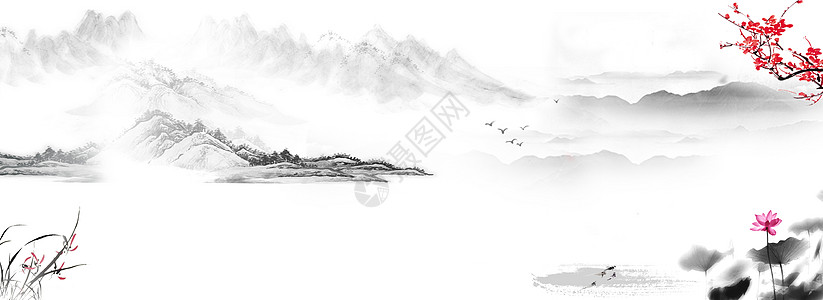 北京大学水墨画中国风山水水墨画壁纸设计图片