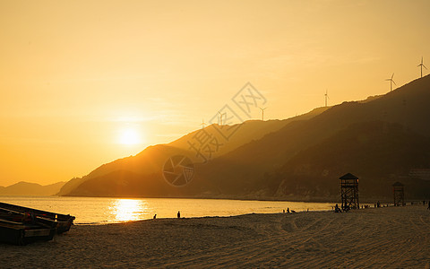 夏季海边的夕阳图片