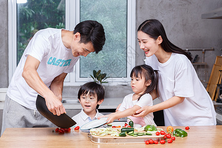 年轻人做饭家庭亲子厨艺背景