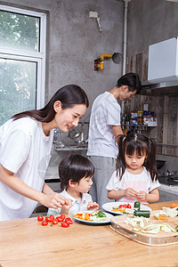 年轻人做饭家庭亲子厨艺背景