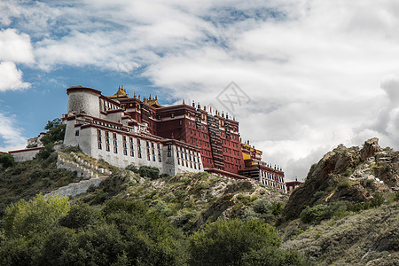 西藏蓝天布达拉宫侧面背景