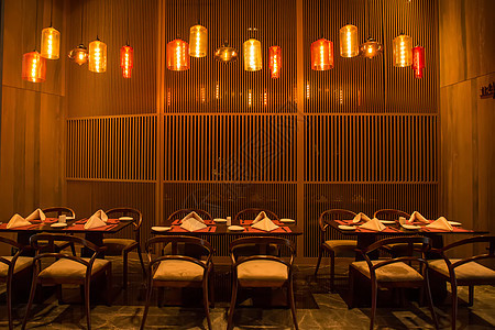 现代中式高级餐厅室内设计背景图片