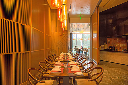 现代中式高级餐厅室内设计背景图片
