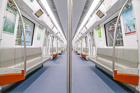 地铁深圳对称无人地铁车厢内部背景