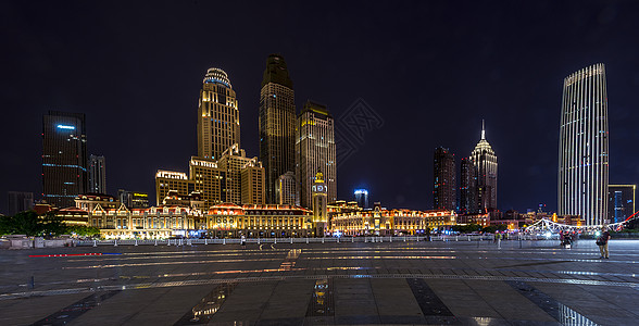 摩天大楼夜景天津夜景背景