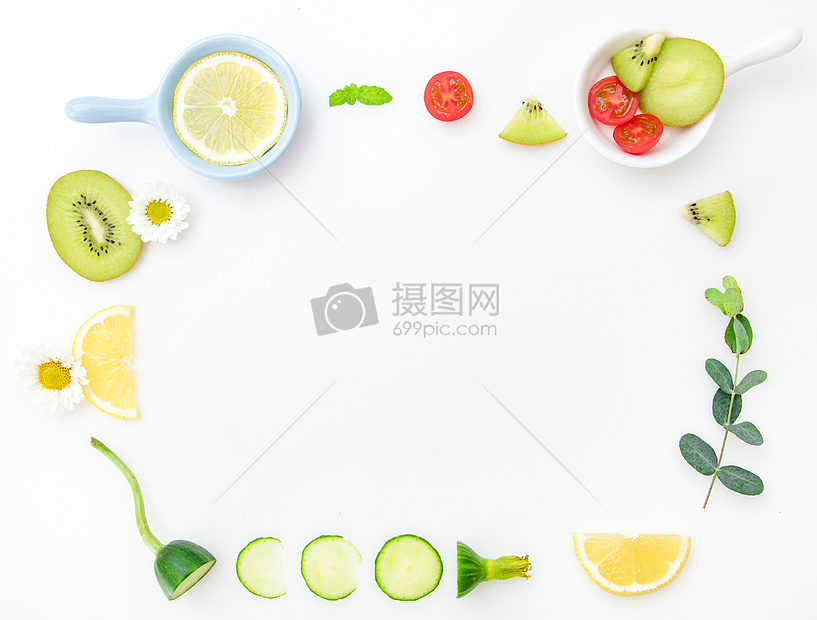 新鲜水果创意平铺摄影图片
