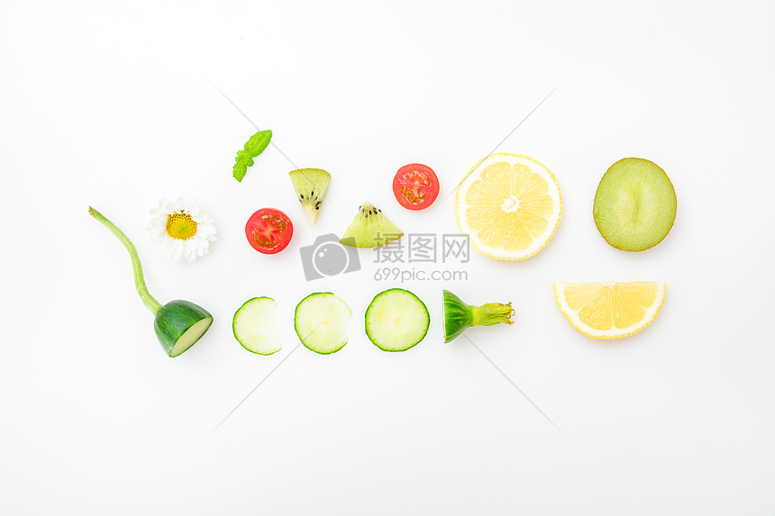 新鲜水果创意平铺摄影图片